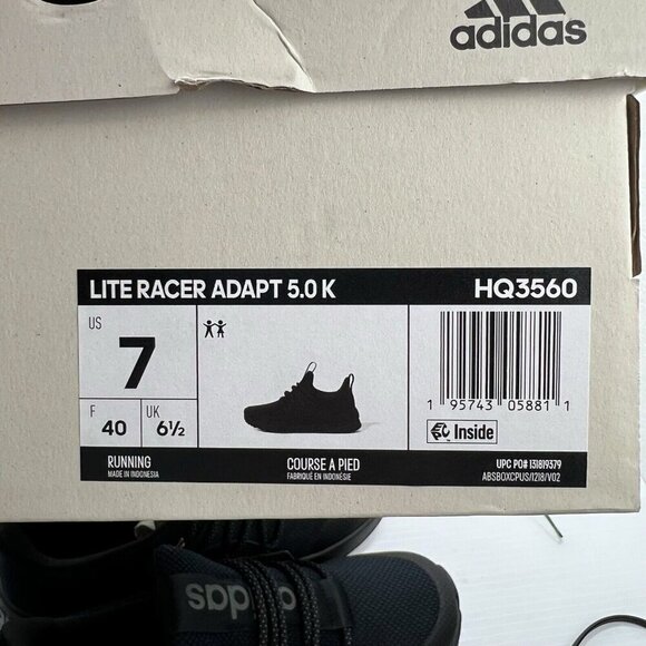 Adidas Light Racer Adapt 5.0 Black Slip-On Running Shoes Sz 7 NWB Comfort Gym - Picture 9 of 10